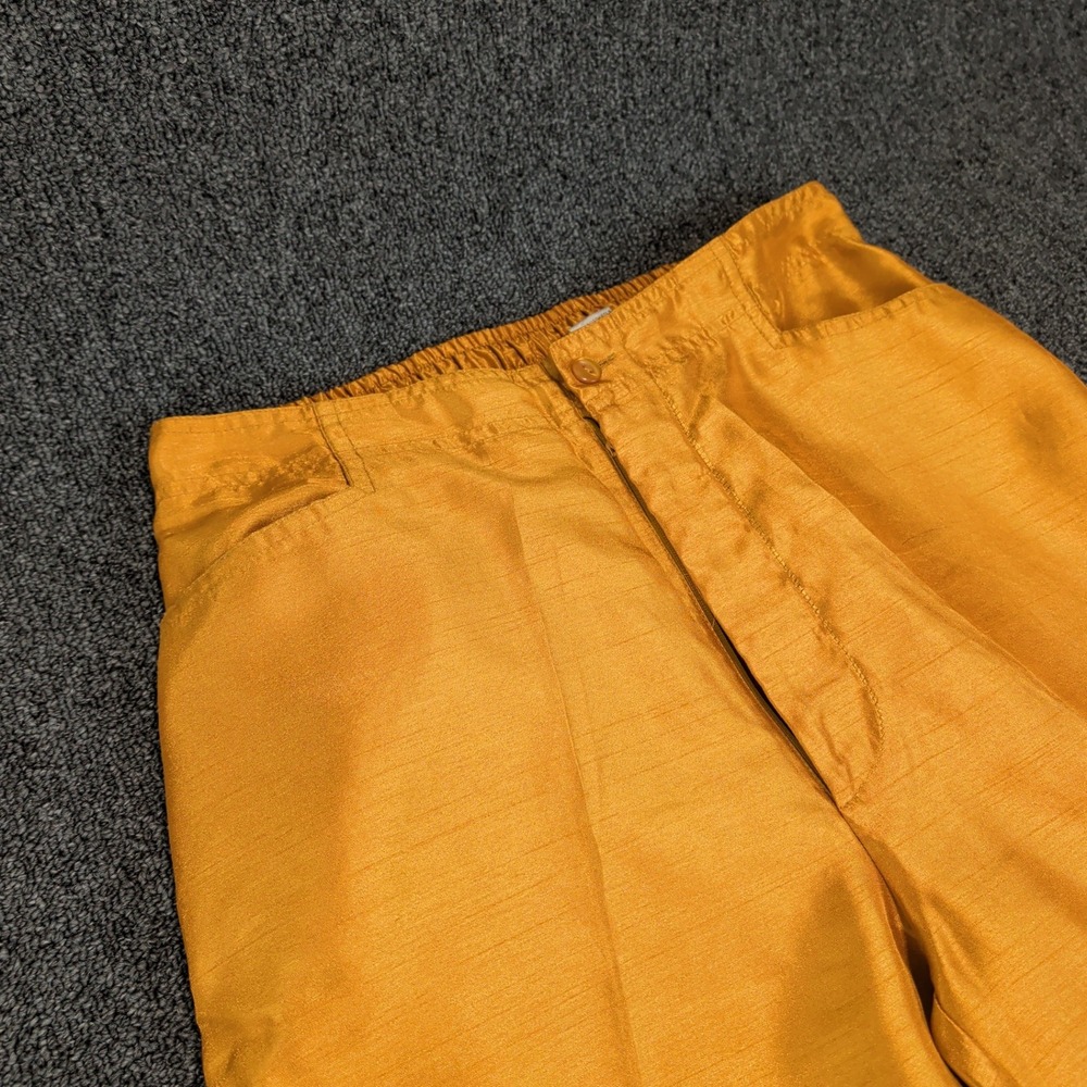 Selene Sport Womens Pants Size M Yellow Polyester Silk Look High Rise Boho VTG - Picture 2 of 8